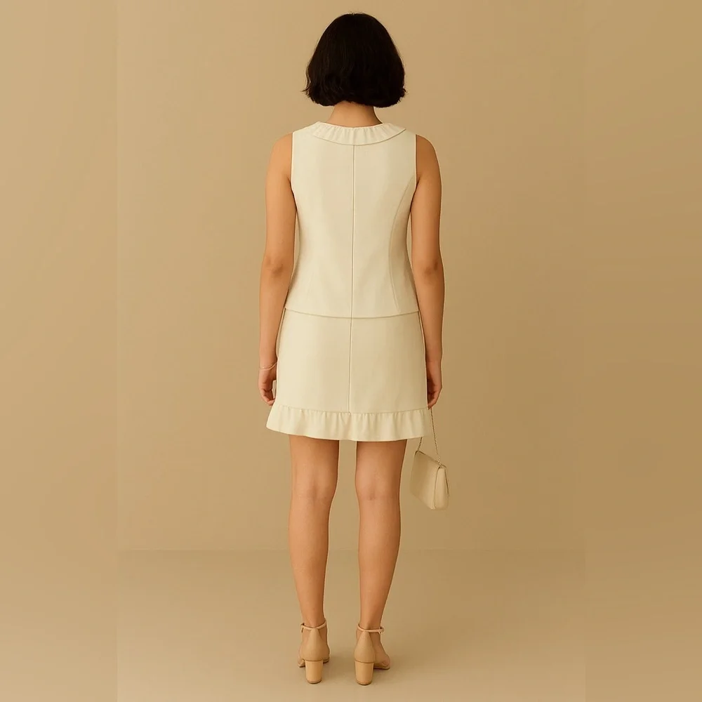 Elegant Cream Sleeveless Top and Skirt Set-Missing external and internal tags - Picture 2 of 6